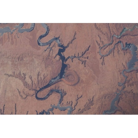 View from space of Lake Powell and the Rincon in Utah Poster Print by Stocktrek