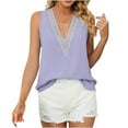 thumbnail image 4 of Idoravan Tank Tops for Women Fashion Women's Ladies V Neck Lace ing Tops Solid Color Sleeveless Blouse Vest, 4 of 7