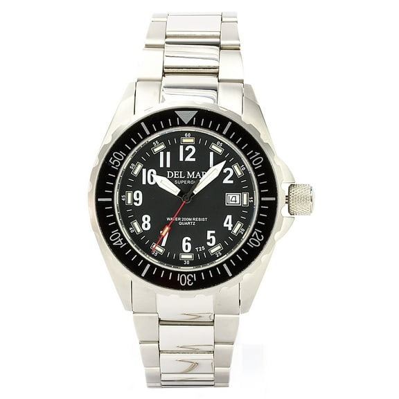 Del Mar  50253 200M Stainless Steel Super Luminous Dial Band Watch