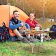 thumbnail image 3 of Spaco 2 Pack Folding Camping Table with Wood-grain Tabletop for Hiking Party, Outdoor Patio Furniture for Garden, Backyard, Camping Furniture-Natural, 3 of 10