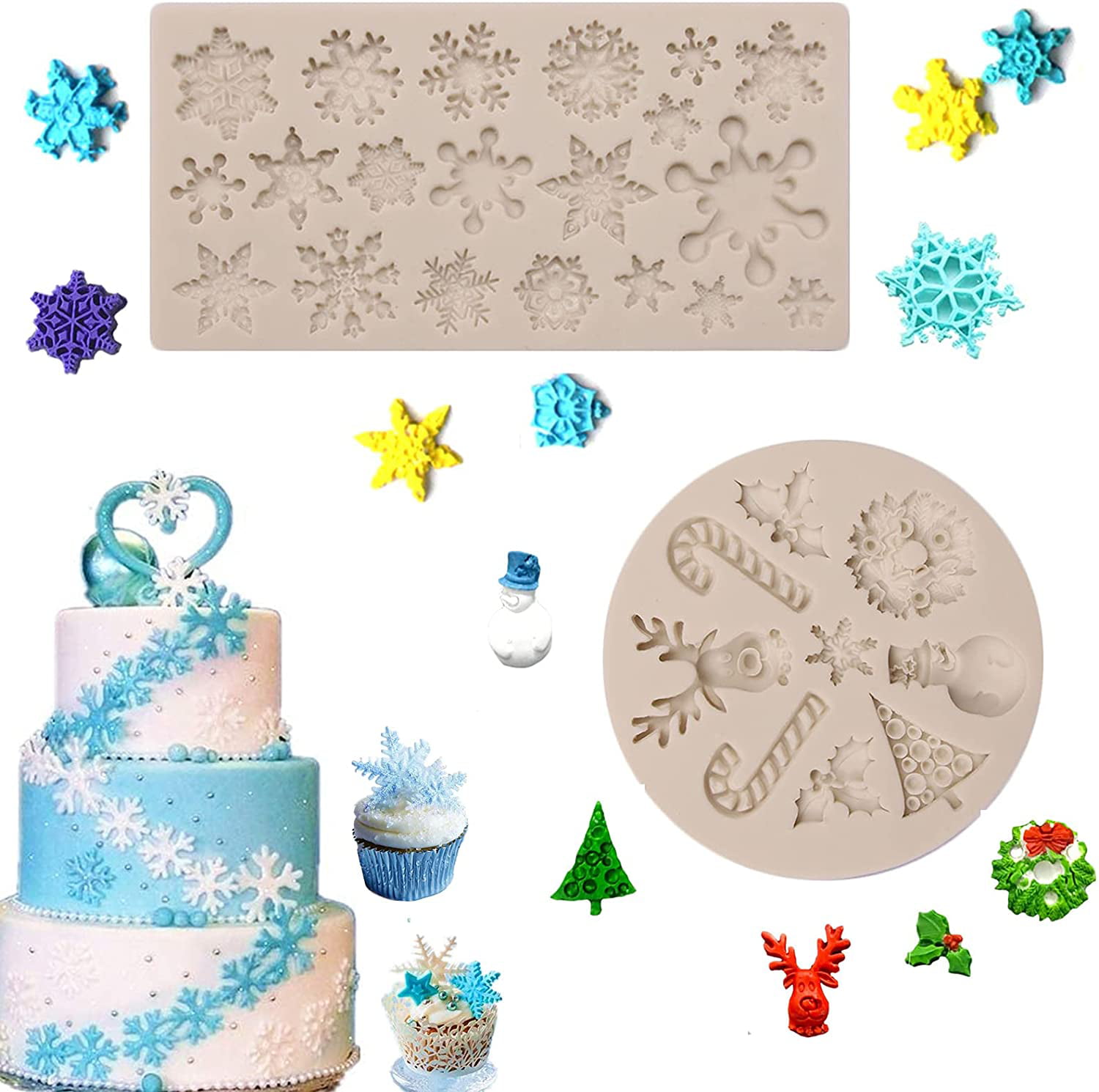 Christmas Snowflake Silicone Mold Fondant Mold Chocolate Mould Xmas Cake DecorSP