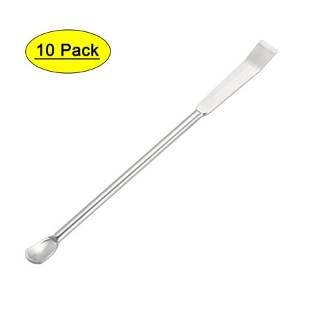 Uxcell Micro Lab Sampling Reagent Spoon 2 in 1 Double Head Stainless Steel Laboratory Mixing Spatula 100mm 10Pcs