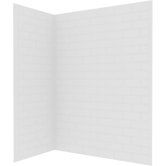 Streamline DSH-1380-142 34 in. L x 42 in. W x 76 in. H 2-Piece Glue-Up Corner Shower Surround in White Tile Finish