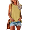 thumbnail image 2 of JIAYUE Women's Tank Top Sleeveless Lightweight Crew Neck Basic Loose Fit Versatile Solid Color Casual With Pocket Female Summer Vest, 2 of 5