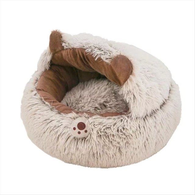 Cama para Gatos, Cueva Cubierta, para Gatos, Cama para Perros Pequeños, Cálido Antideslizante, Suministros para Mascotas para el Invierno, Gatitos, Cachorros, Balcón A