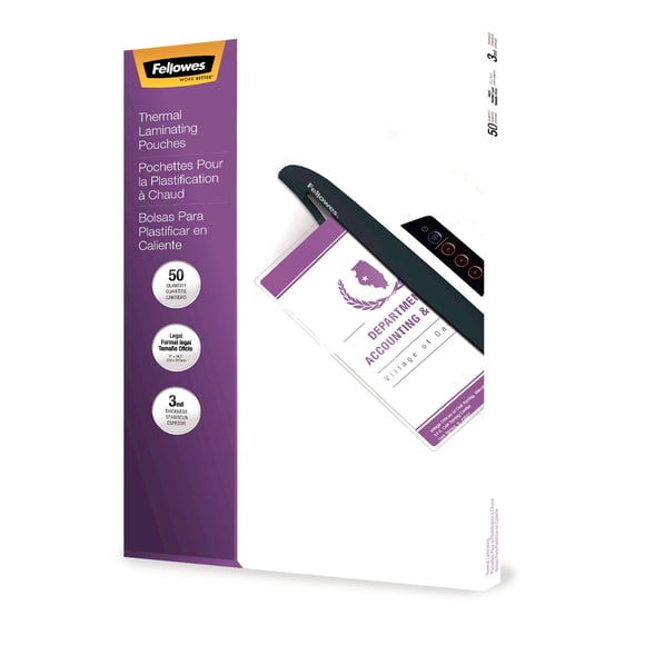 Fundas para Laminado Fellowes Tamaño Legal 3 mil Paquete de 50