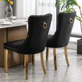 thumbnail image 3 of IVV Modern Tufted Dining Chairs Set of 2, Black Velvet Upholstered Armless Kitchen Chairs w/ Golden Metal Legs, Nailhead Accent, 300lbs Weight Capacity, 3 of 9