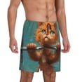 thumbnail image 2 of Fotbe Strong Kitten Lifting Weights Pantalones Cortos de Pijama para Hombre, Ropa de Dormir, Pantalones de Pijama Cortos para Hombre-Small, 2 of 6