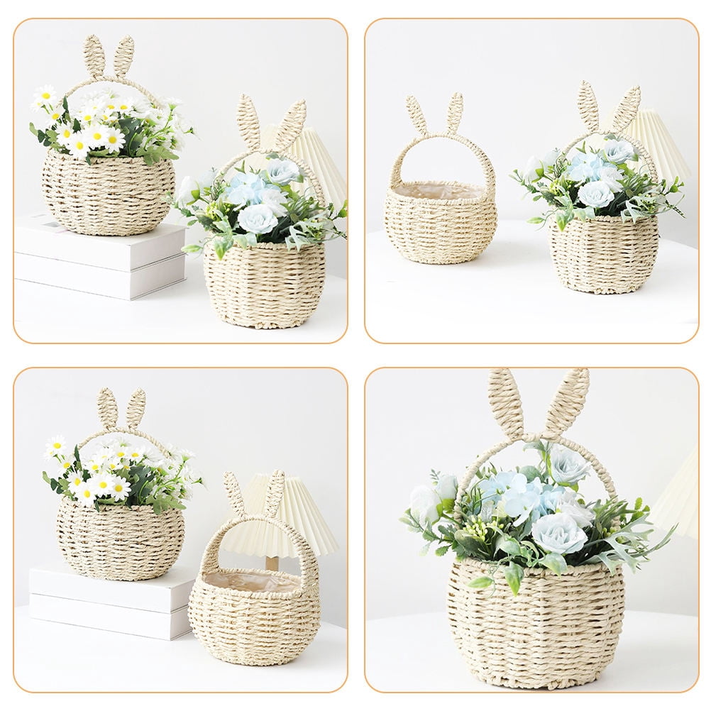 PENIKOKO 1Pack Cute Woven Basket with Handle Perfect for Easter Home Decor Outdoor Activities