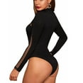 thumbnail image 2 of Inevnen Bodysuit for Women Mesh Long Sleeve Round Neck Slim Fit T Shirt Bodysuit Tops, 2 of 4