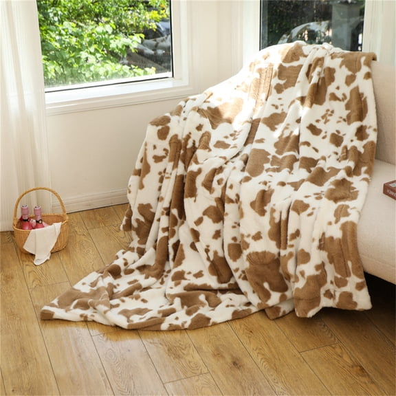 Wool Fabric Blanket Super Hairless Microfiber Flannel Throw for Sofa and Bed, 75 x 100 cm / 29.5 x 39.4 in