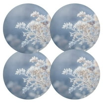 Ryvnso Snowflake in Winter Round Plate Mats Dining Table Placemat Set of 4 for Holiday Decoration