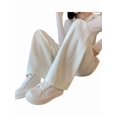 thumbnail image 2 of Women Sweatpants Wide Leg Drawstring Workout Casual Baggy Pants High Waist Cream White XL, 2 of 9