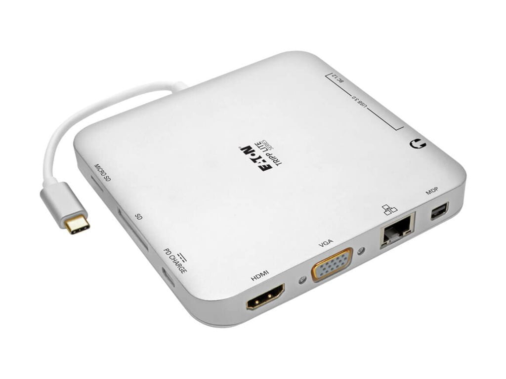 Tripp Lite USB C Docking Station w/ USB Hub mDP HDMI VGA GbE PD Charging 4K (U442-DOCK2-S)