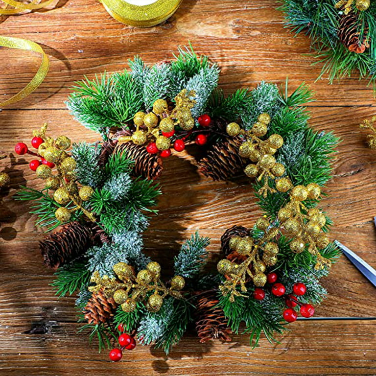 30 Pieces Christmas Glitter Berries DIY Xmas Wreath Picks Glitter