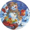thumbnail image 5 of GZHJMY Christmas Snowman Wall Clock, 10" Silent Non Ticking Round Clock, Oil Painting Easy to Read Clock for Living Room Bedroom Bathroom Home Decor Holiday Gifts, 5 of 7