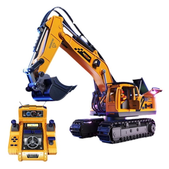 Remote Control Excavator Toys for Boys, 2.4Ghz RC Play Excavator with Light & Spray Effect,RC Construction Truck Excavators Toys for Boys 3-5 4-7 8-12 Year Old Kids Christmas Birthday Gift
