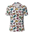 thumbnail image 2 of Daiia Colorful Flying Butterflies Pattern Men’s Polo Shirts,Solid Deck Shirt,Classic Fit, Breathable Cotton Polo for Casual and Sport Wear-Large, 2 of 7