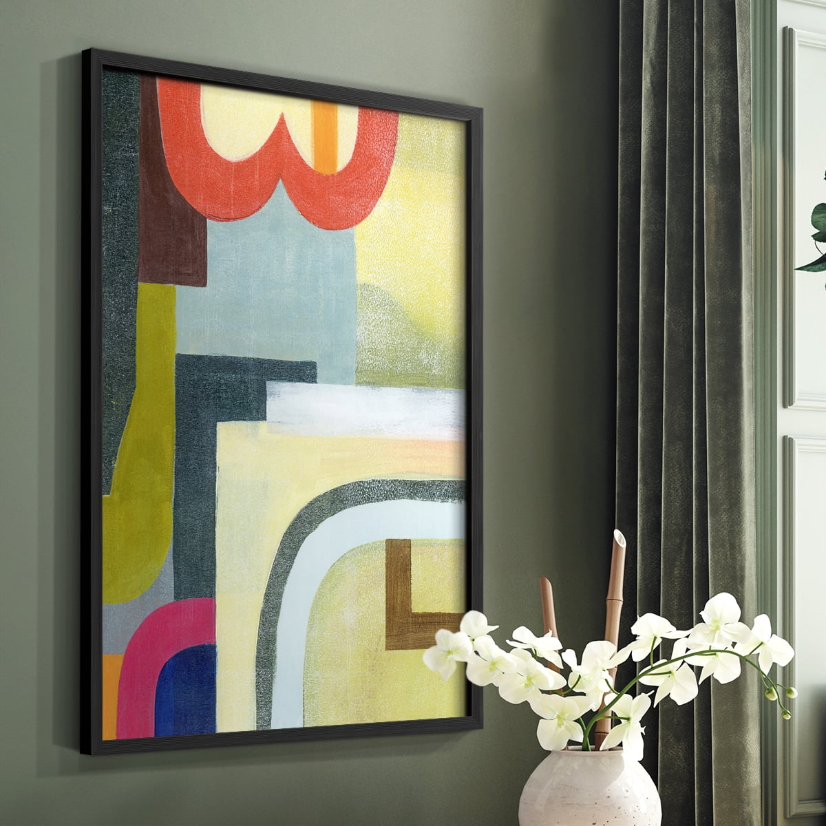 City of Rainbows II Framed Print in Black Solid Wood Framed Print No Nail Hanging