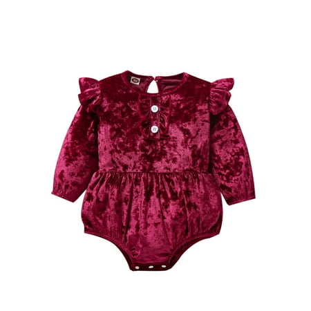 

QYZEU Just One You Romper Baby New Year Outfit Kids Girls Outfits Girls Long Sleeves Soild Jumpsuit Romper Cute Clothes