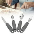 thumbnail image 4 of Adaptive Eating Utensils Set, Adaptive Utensils Stainless Steel Polished 4Pcs Weighted Knife Fork Spoon with Non Slip Rubber Handle for Arthritis, 4 of 8