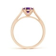 thumbnail image 2 of ANGARA Natural Tapered Shank Amethyst Solitaire Ring with Diamonds in 14K Rose Gold for Women (Size-6mm) | February Birthstone, Birthday, Anniversary, Jewelry Gift for Women | Natural Amethyst Ring, 2 of 8