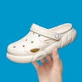 thumbnail image 5 of XIYON Kids Boys Girls Summer Slippers Soft Sole Non Slip Closed Toe Hollow Out Solid Color Lightweight Breathable Shoes For Everyday Wear,Beige,10-10.5 Years, 5 of 6