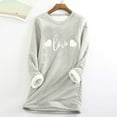 thumbnail image 3 of Fanxing Fleece Lined Thermal Shirts for Women Cute Heart Long Sleeve Thermal Underwear Tops Crewneck Soft Base Layer Cold Weather Ultra Soft Sherpa Blouse Gray,M, 3 of 4