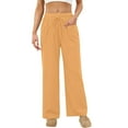 thumbnail image 2 of FRSASU Women's Soft Casual Pants Elastic Waist Drawstring Comfy Lounge Straight Leg Pajama Pants with Pockets Yellow, 2 of 8