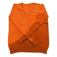 thumbnail image 3 of Tianiyouqing Women's 100% Pure Merino Wool Long Sleeve V-Neck Sweater - Soft, Warm, and Stylish Winter Knit Pullover Orange XL, 3 of 4