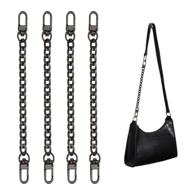 4PCS Purse Chain Strap 7.9 Inch Tote Bag Strap Extender Bag Decoration  Black 