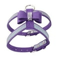 thumbnail image 2 of Flmtop Pet Dog Puppy Travel Bowknot Soft Adjustable Reflective Rhinestone Harness Vest Deep Purple, 2 of 9
