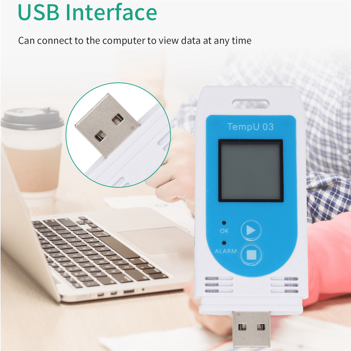 3X TempU 03 USB Temperature Humidity Data Logger Reusable RH TEMP Datalogger Recorder Humiture Recording Meter,3 x USB Temperature Humidity Recording Tester,white