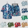 thumbnail image 3 of MYG Ensemble 2 Pcs Chemise à Manches Courtes et Short Imprimé Floral pour Hommes Plage Hawaïenne, 3 of 9