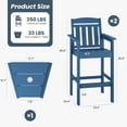 thumbnail image 3 of STARY Tall Adirondack Chairs Set of 2, HDPE Adirondack Bar Stools with Connecting Tray, Bar Height Adirondack Chair Patio Barstool, Ideal All Weather Tall Patio Chair for Balcony, Poolside, Backyard, 3 of 9