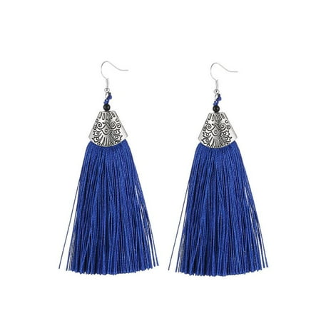 Fysho Women Elegant Tassel Earrings Bohemian Retro Alloy Jewelry Sweet