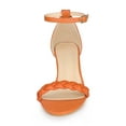 thumbnail image 6 of BLISSFUL STEP Women's Heels Braided Open Toe Block Heel Ankle Strap Sandals Orange 9, 6 of 8