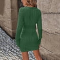 thumbnail image 5 of Autumn O Neck Knitted Dress Women Casual Solid Long Sleeve Elegant Atmospheric Tight Fitting Dress 2025 Sweater Dresses Female Mini Slim Party Dress Army Green L, 5 of 6