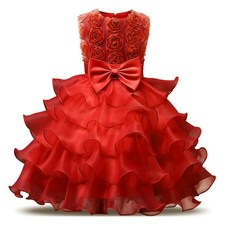 

3-10Y Cute Girls Flowers Cake Dress Birthday Princess Wedding Bridesmaid Pageant Party Prom Formal Ball Gown Dresses