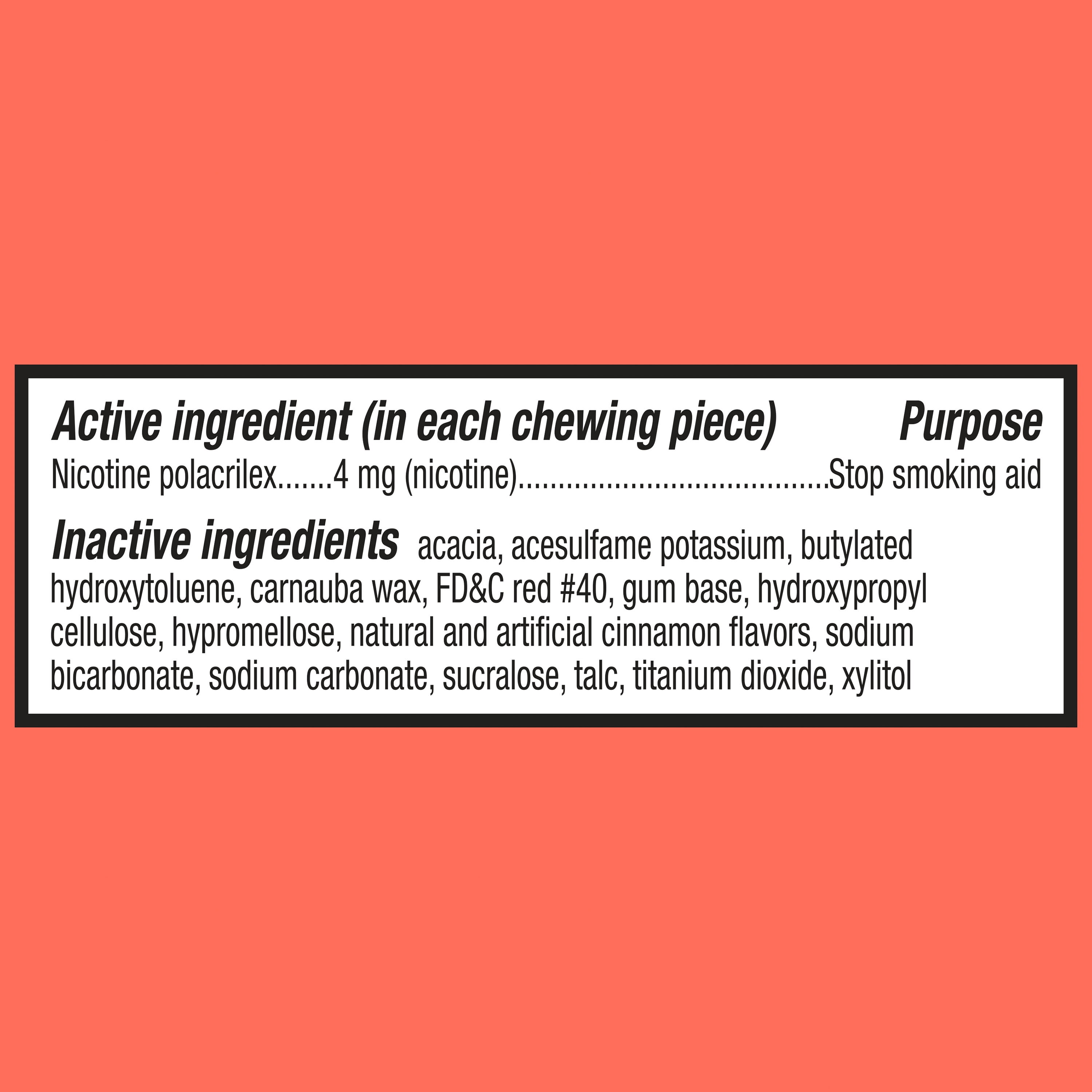 Equate Coated Nicotine Gum, 4 mg, Coated Cinnamon Flavor, 160 Count