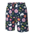 thumbnail image 4 of Cauagu Floral Rabbit Print Men's Swim Trunks,Hawaiian Bathing Suit Swimsuits Beach Shorts with Pockets for Men Quick Dry Swimming Board Shorts-Medium, 4 of 6