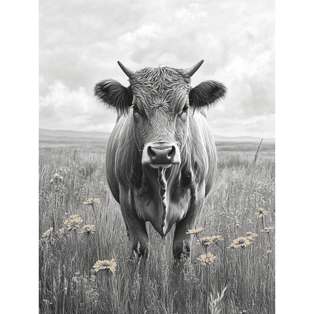 Qisvanset 12x16 Inch Black White Highland Cow Canvas Wall Art, Rustic Western Cattle Art Farmhouse Home Decor