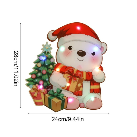 LED Christmas Hanging Pendant – Light-Up KT Board Ornament with Reindeer, Santa, Snowman & Wreath Designs – Battery Powered Holiday Decoration for Tree, Window & Home