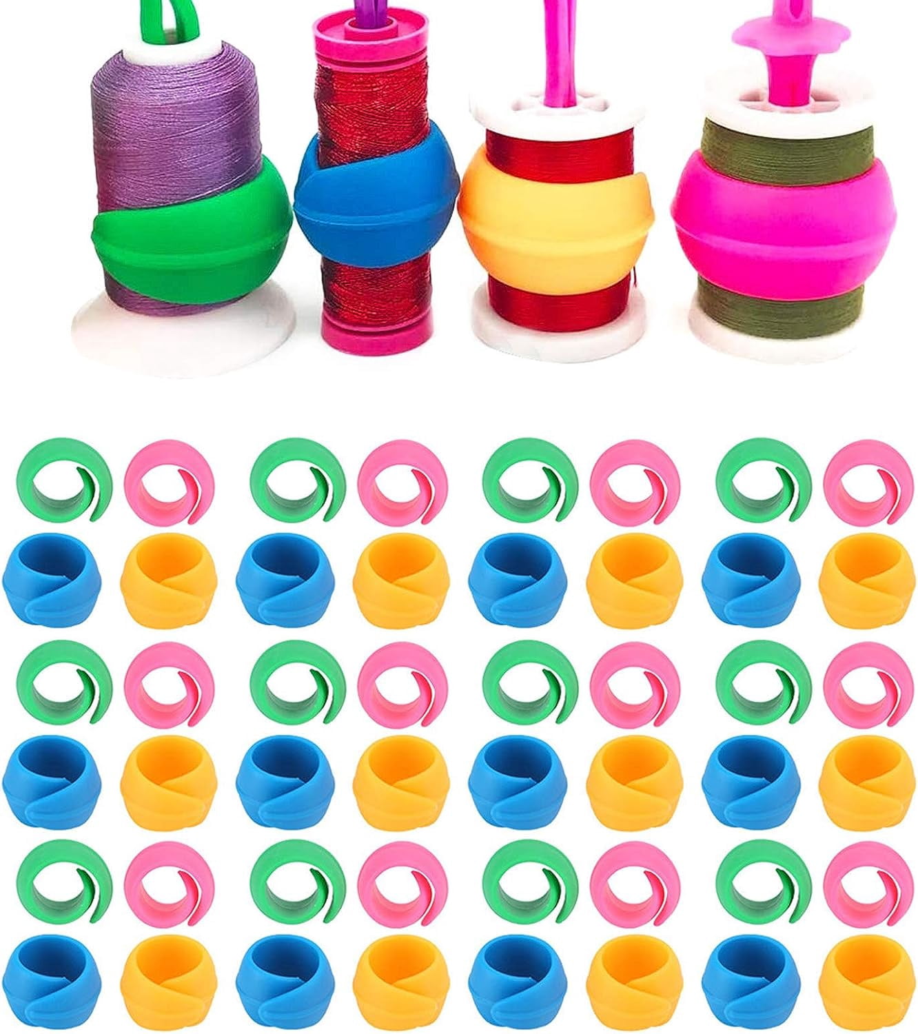 48 Pcs Silicone Bobbin Thread Clips - Spool Savers To Keep Sewing & Embroidery Threads From Unraveling - View #9