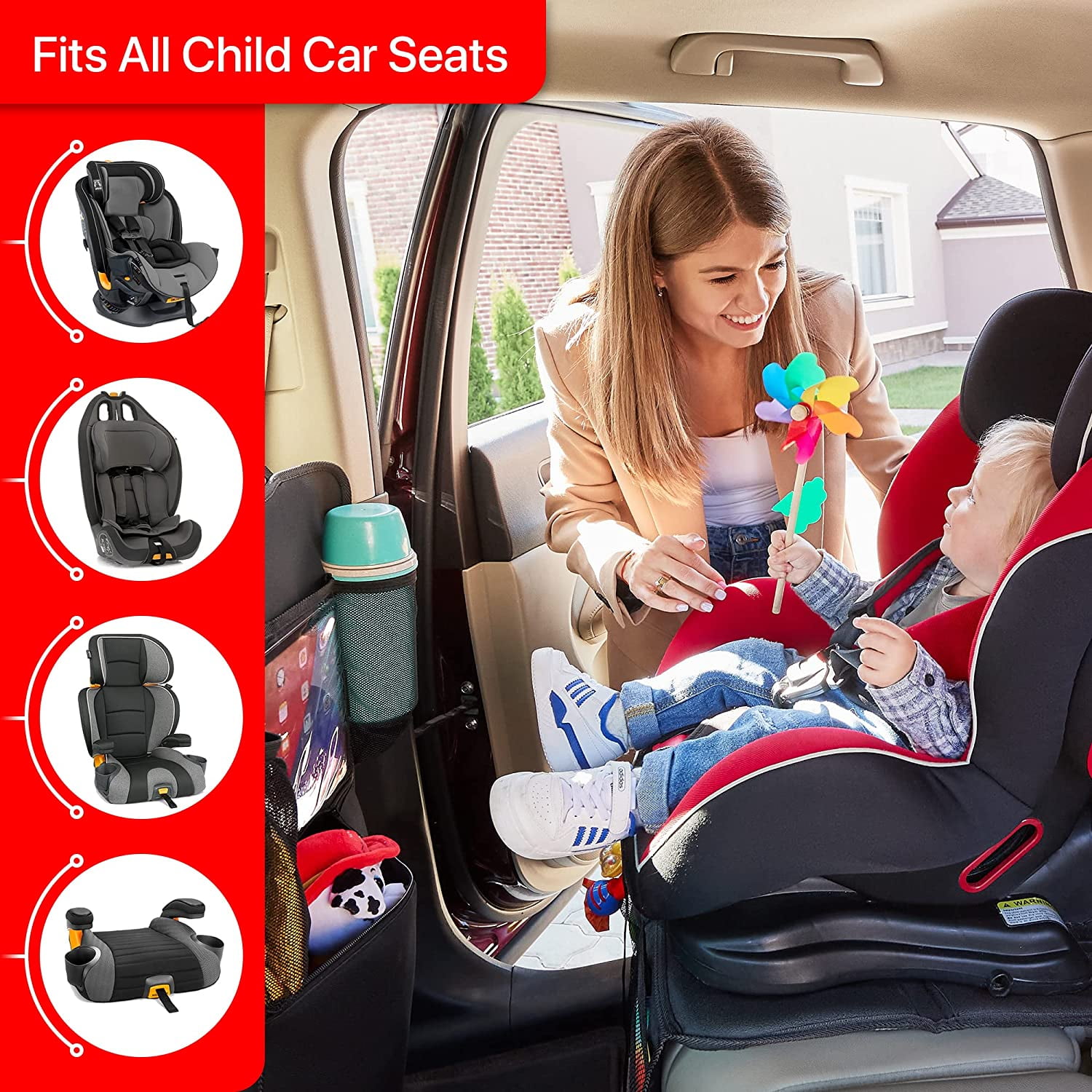 Helteko XL Car Seat Protector for Child Car Seats, Cover Protection, Polyester, 2 pack, Black