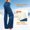 Blue, variant on Women's Wide-Leg Fleece-Lined Yoga Pants High Waist Soft Stretch Athletic Lounge Bottoms with Pockets for Winter Commuting and Outdoor Walking