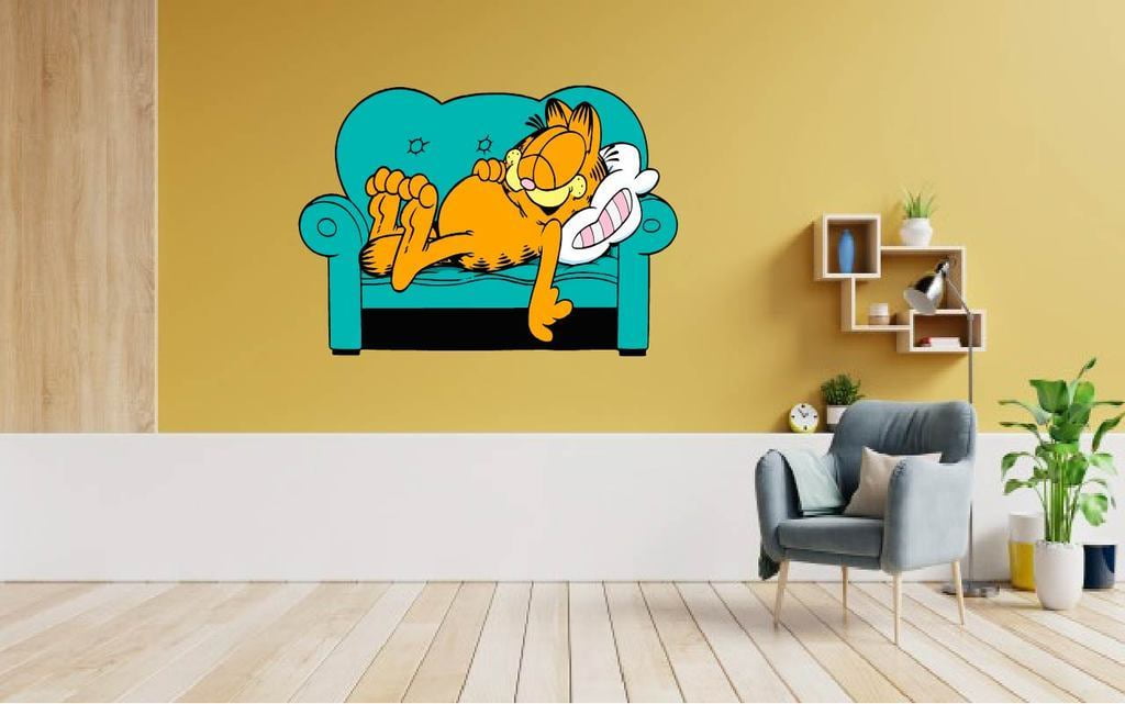 Garfield The Cat Laying In The Couch Cartoon Character Wall Art Sticker ...
