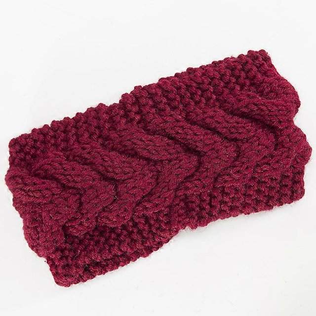 Diadema de invierno de lana tejida con cable para mujer