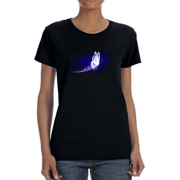 Transparent Neon Butterfly Shaped T-Shirt Women -Image by Shutterstock, Female x-Large