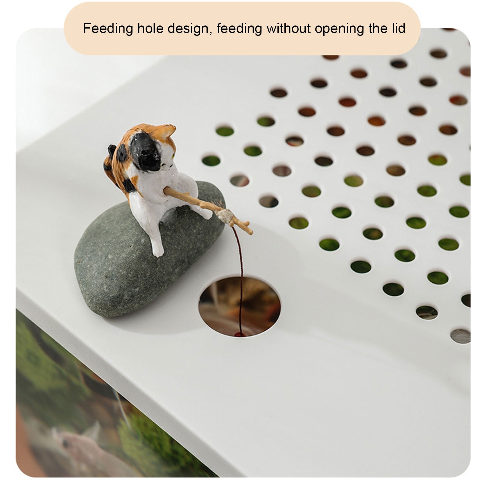 YAHHU Small Plastic Clear Micro Landscape Desktop Aquarium Fish Tank for Goldfish Betta Turtle, White, 12.4x7.1x8.9 inches / 31.6x18x22.5 cm